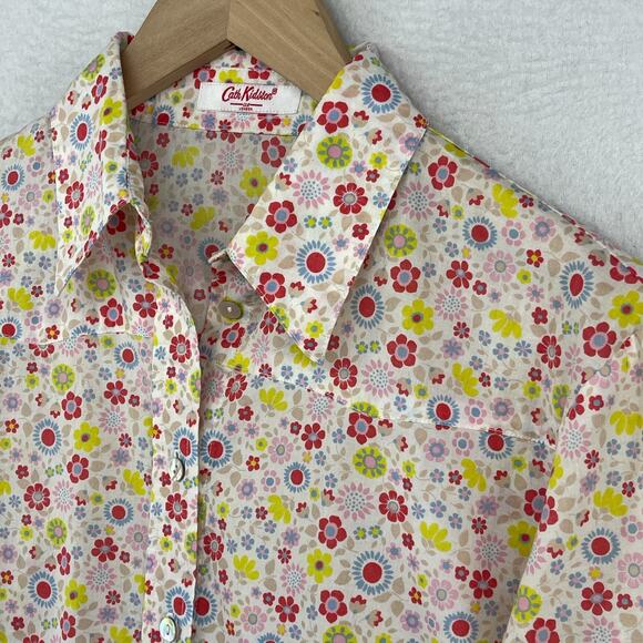 CATH KIDSTON Shirt Womens S Ditsy Floral Button Up Long Sleeve Woven Cotton Pink - Picture 1 of 13